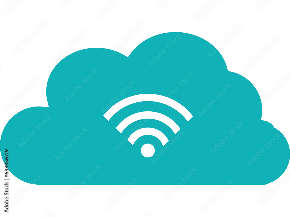 Digital png illustration of cloud with network range symbol on transparent background Digital png illustration of cloud with network range symbol on transparent background