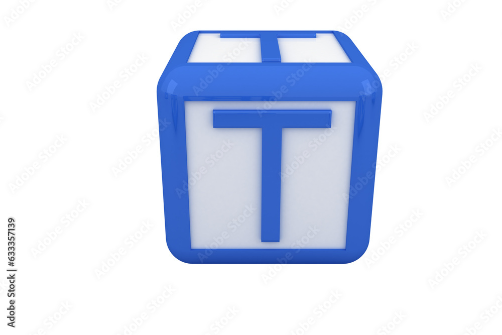 Digital png illustration of cube with t letter on transparent background Digital png illustration of cube with t letter on transparent background