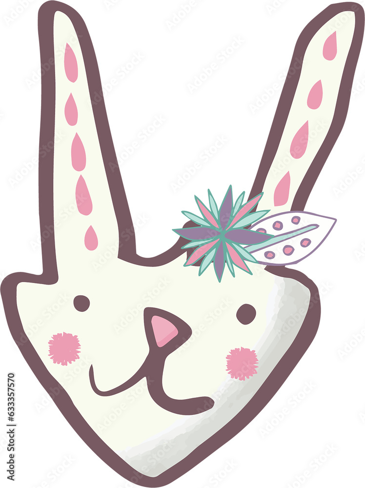 Fototapeta premium Digital png illustration of face of rabbit on transparent background