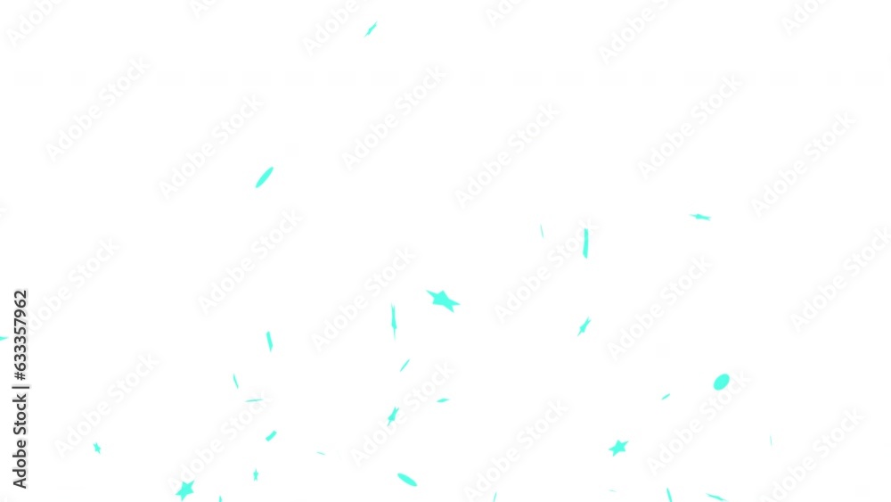 3D animation of exploding confetti Cyan Explosion