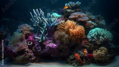 Underwater world marine life coral colors Hyper-realistic two generative AI
