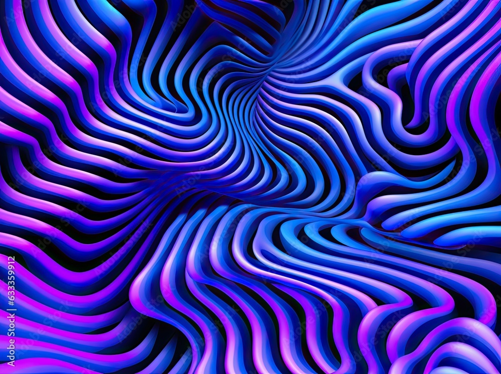 A mesmerizing blend of vibrant purple and blue wavy lines creates an abstract yet captivating piece of art that radiates colorfulness and lilac hues A mesmerizing blend of vibrant purple and blue wavy lines creates an abstract yet captivating piece of art that radiates colorfulness and lilac hues