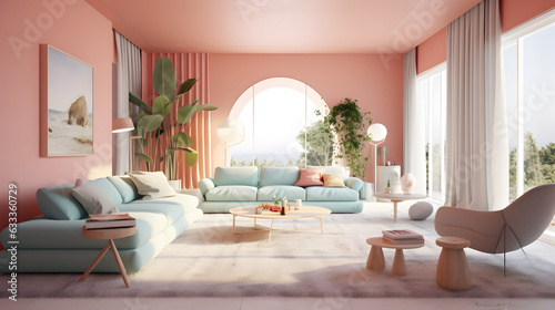 Colorful 3d living room background