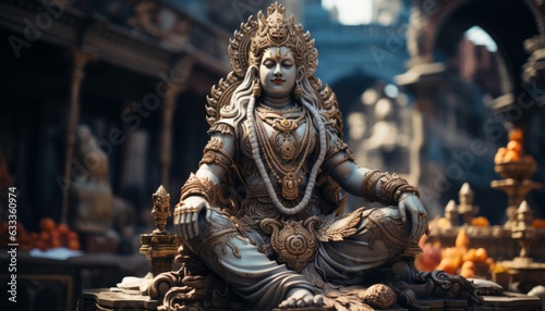 Divine statue of the male god of Hinduism in Asia, India. Made in AI