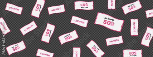 coupon falliing confetti vector. hand drawn style. illustration.