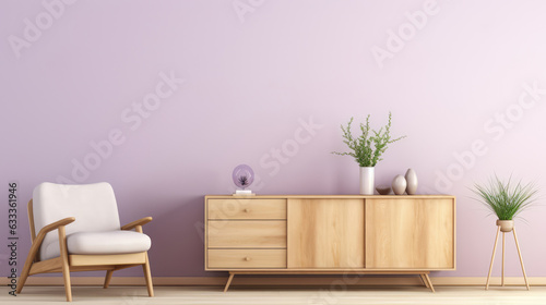 a wooden sideboard in a minimalistic living room interior decoration ai generated
