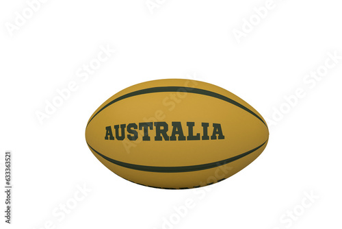 Digital png illustration of rugby ball with australia text on transparent background