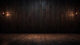 wooden floor with dark wall background