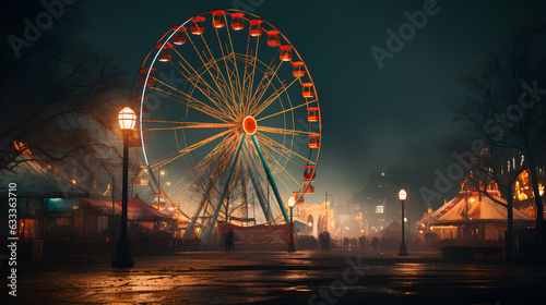 amusement park in winter at night © EvhKorn