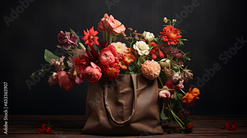 beautiful bouquet of wild flowers on wooden table, space for text