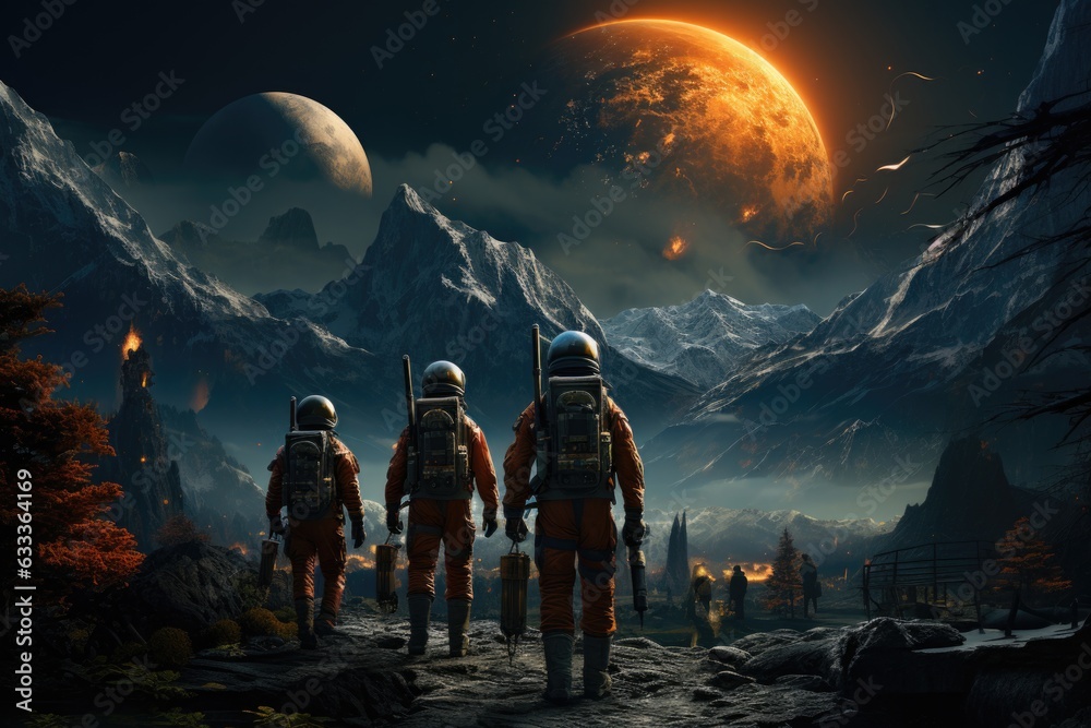 Naklejka premium person in the mountains