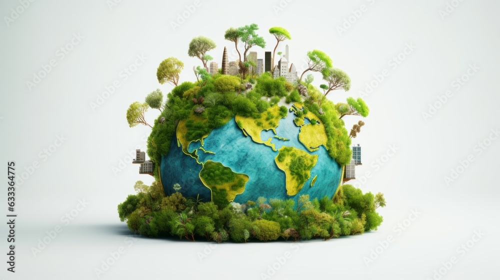 Earth day concept on white background. Ai generative. Earth day concept on white background. Ai generative.