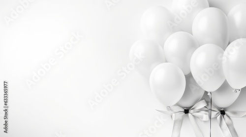 Mock up white background. White balloons on a white background. AI generative.