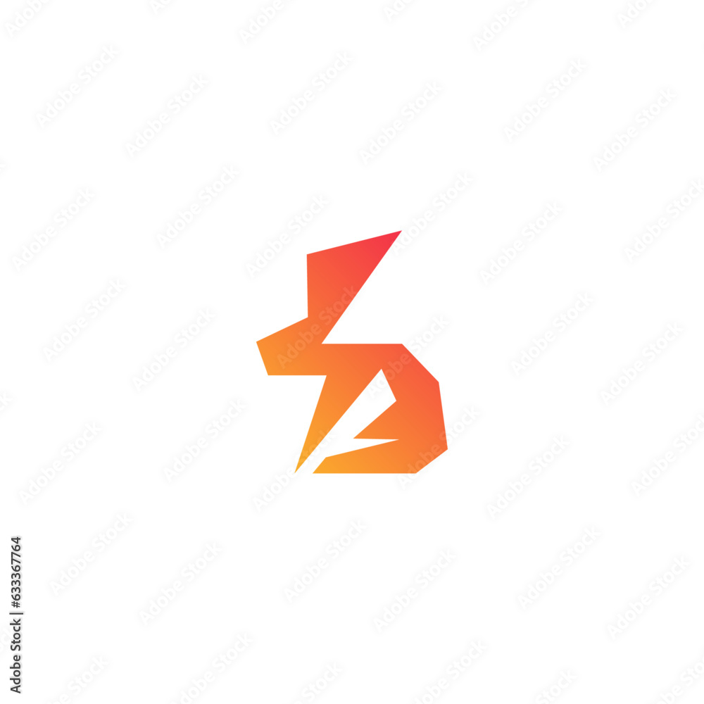 Lightning rabbit abstract logo design.