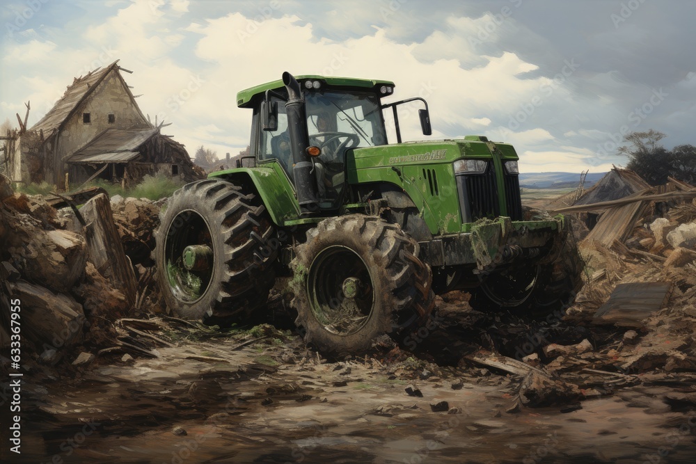 Tractor working on a construction site. Tractor working on a construction site.