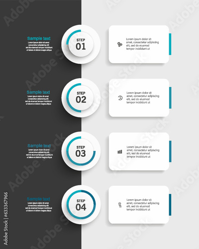 Infographic design template with 4 options, steps or processes. Can be used for workflow layout, diagram, annual report, web design 