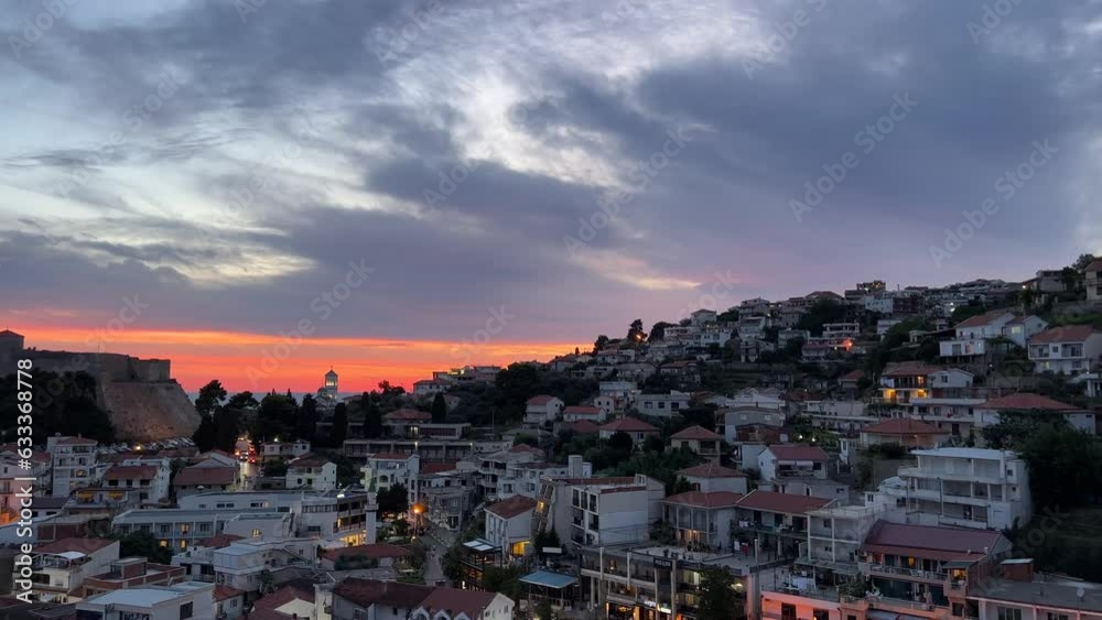 Dramatic sunset over the city at night. Dramatic sunset over the city at night.
