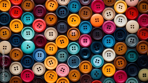 Close-up shot of well-arranged colorful sewing buttons