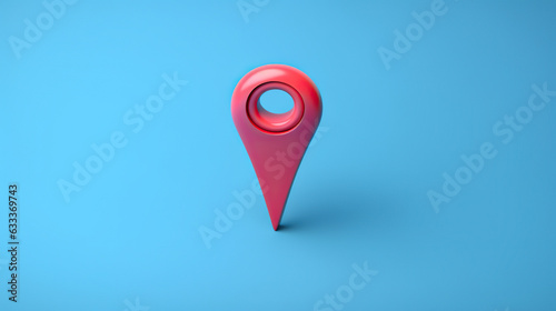 Locator mark of map and location pin or navigation icon sign on blue background with search concept. 3D rendering.
