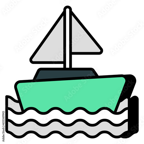 A flat design icon of rowing boat 