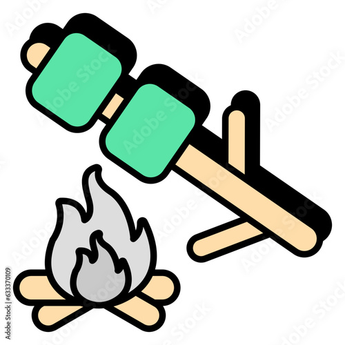 A unique design icon of bbq skewer