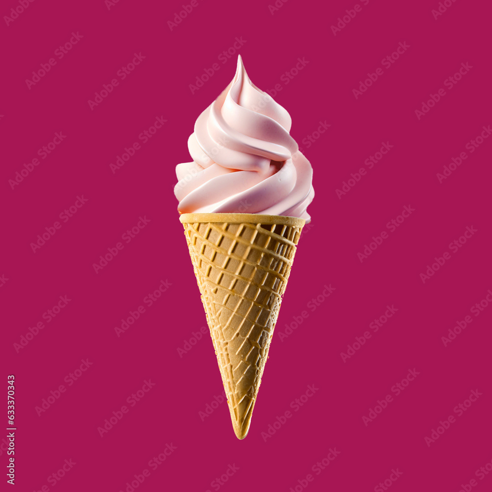 ice cream soft serve, frozen dessert in waffle cone on colorful background , collection of delicious food and dessert theme ice cream soft serve, frozen dessert in waffle cone on colorful background , collection of delicious food and dessert theme