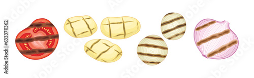 Wallpaper Mural Grilled Vegetables as Cooked Barbecue Food Vector Set Torontodigital.ca