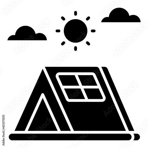 A flat design icon of camp