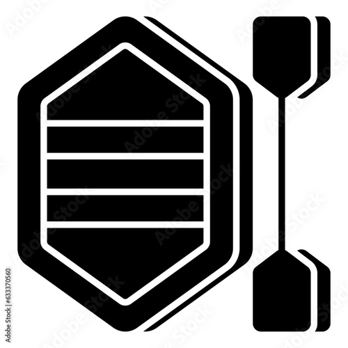 A flat design icon of rubber boat 