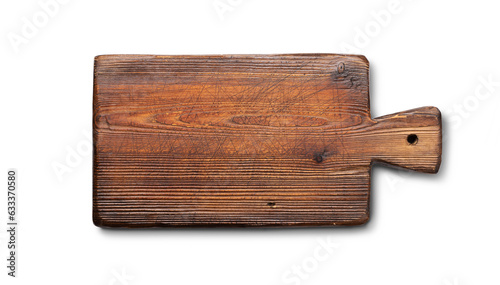 Wooden cutting board on transparent background