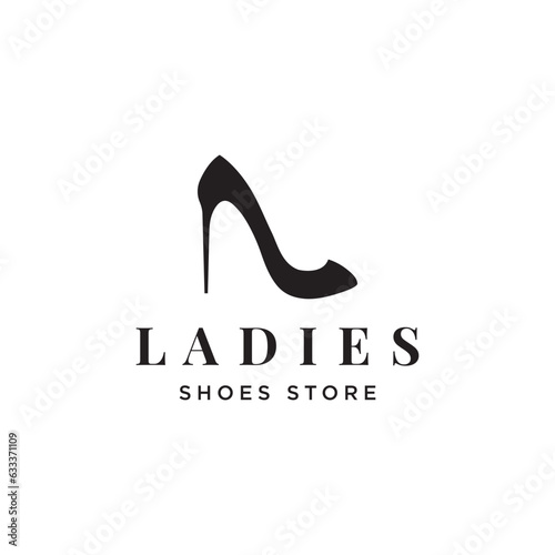 Trendy style women high heel shoes logo template design.Logo for business,shoe shop,fashion,model,beauty.