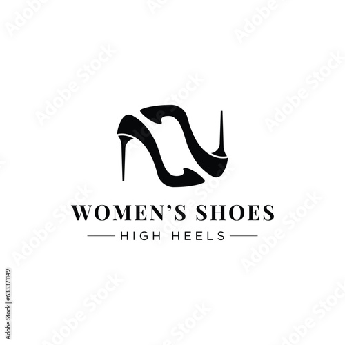 Trendy style women high heel shoes logo template design.Logo for business,shoe shop,fashion,model,beauty.
