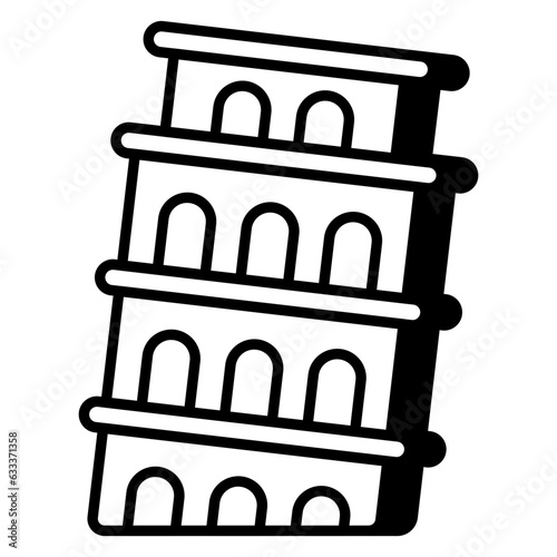 Modern design icon of Pisa tower