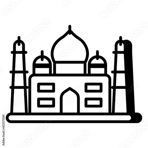 Conceptual flat design icon of taj mahal