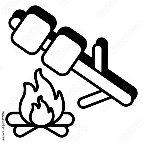 A unique design icon of bbq skewer
