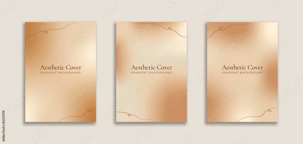 Set of 3 Luxury Banner Background A4 with Golden Gradient and Linear Frame. Dynamic style for banners, pamphlet, poster, frame, border, presentations, flyers, advertising, social media stories