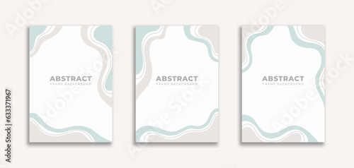 Set of 3 Waves Frame Background A4 with Blue and Gray Color Theme. Dynamic style for Cover book, booklet, banners ,pamphlet, posters, frame, borders, presentations, flyers, advertising