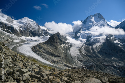 panorama of Glacier Durand, Roc Noir, Glacier du Grand Cornier and Dent Blanche in Val d'Anniviers, Valais photo