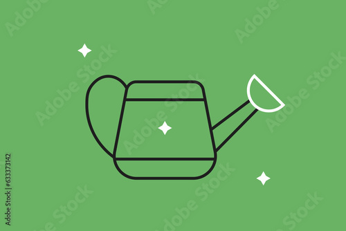 Vector watering can illustration in flat design style,  geometric garden icon.