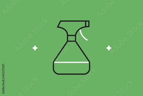 Vector watering can illustration in flat design style, geometric garden icon.