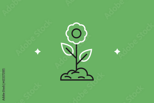 Vector  plant in a pot illustration in flat design style,  geometric houseplant icon.