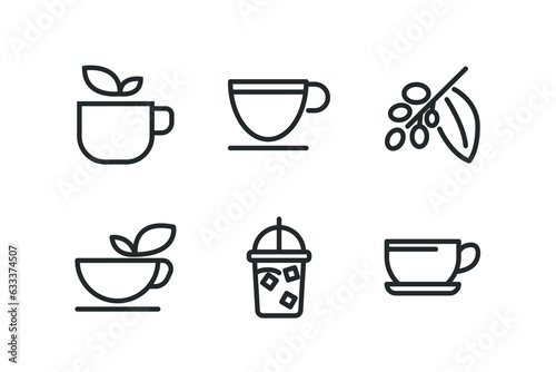 Wallpaper Mural Food line icon set - hot cup, coffee to go Torontodigital.ca