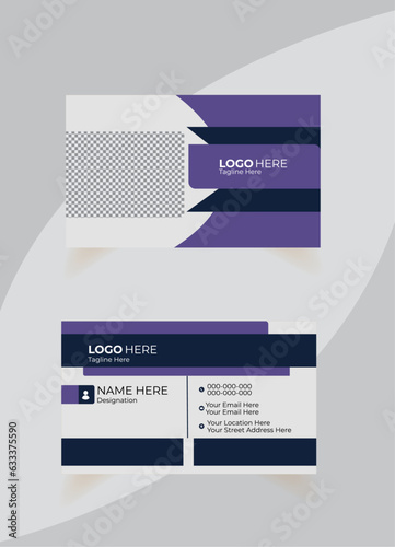 Business card unique design set  for company corporate style. nevi blue and purple color. 