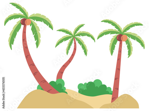 Coconut Tree on Beach Illustration
