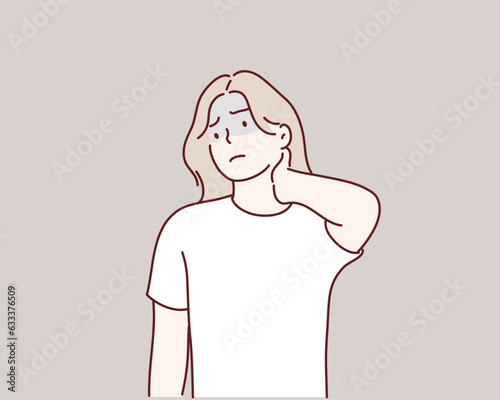 Confused puzzled preoccupied young woman. Hand drawn style vector design illustrations.
