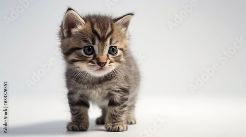 cute kitten on white background with copy space. Generative AI © Fuji