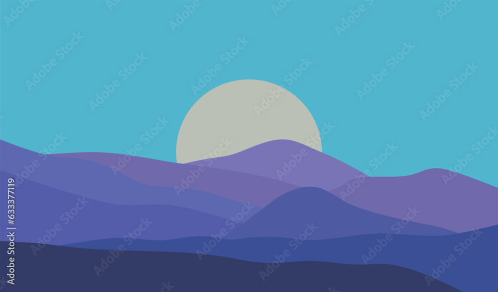 Violet mountain landscape ,vector illustration.