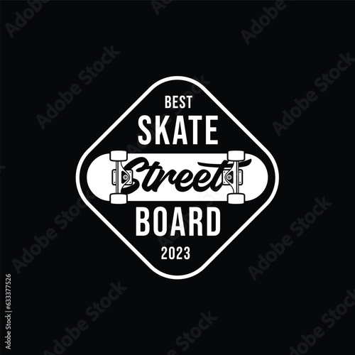 skateboard vector logo design, badge, t shirt, label, sticker. vector vintage illustration