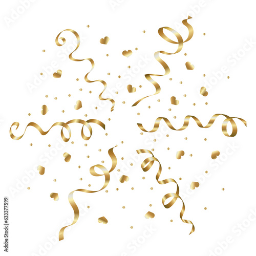 Golg shiny streamer and confetti ribbons for congratulations and holiday decoration