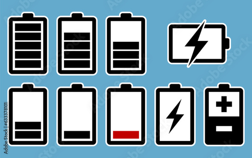 電池の充電アイコン（Battery icon set. battery charge level.）